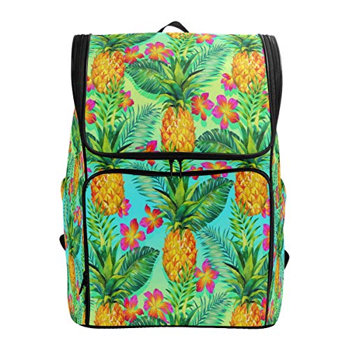 Tropische Ananas Schulrucksack Wasserdichte Schultertasche Gym Rucksack Blumen Grün Laptop Tasche Outdoor Reisetasche für Damen Herren von Kcldeci