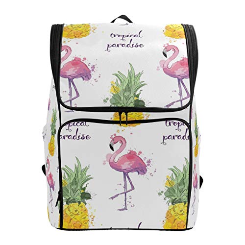 Tropische Flamingo Ananas-Rucksack, wasserdicht, Schultertasche, Turnbeutel, Sommer, Obst, Vogel, Laptoptasche, Outdoor Reisetasche für Damen und Herren von Kcldeci