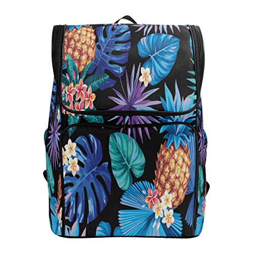 Tropische Palmblätter Blumen Schulrucksack Wasserdichte Schultertasche Gym Rucksack Hawaii Ananas Laptop Tasche Outdoor Reisetasche für Kinder Mädchen Jungen Frauen von Kcldeci