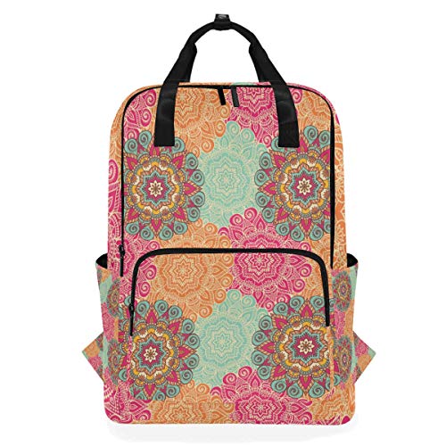 Vintage Mandala Schulrucksack Wasserdicht Schule Schultertasche Gym Rucksack Bunte Blume Laptop Tasche Outdoor Reisetasche für Damen Herren von Kcldeci