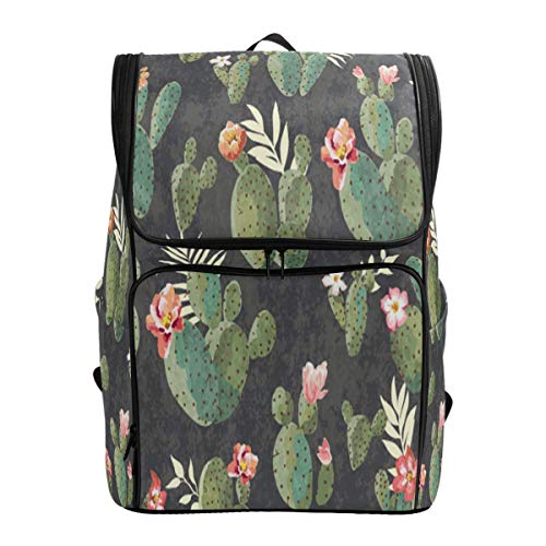 Vintage Tropischer Kaktus Schulrucksack Wasserdicht Schultertasche Gym Rucksack Blume Grün Pflanze Laptop Tasche Outdoor Reisetasche für Kinder Mädchen Jungen Frauen von Kcldeci