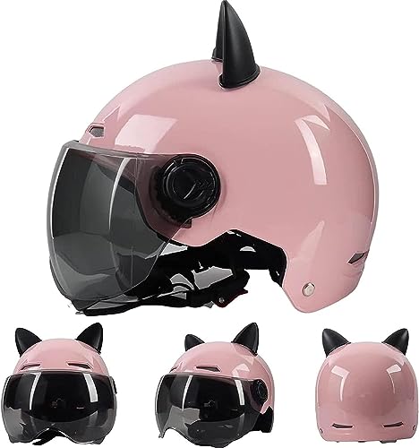 Motorrad Halbhelme Mit Katze Ohren Halbschale Jet Roller Helm Halbschalenhelm Mit ECE Zertifizierung Scooter Mofa Helm Motorrad Half Mit Visier Für Cruiser Chopper Biker C Motorrad Halbhelme Mit Katze Ohren Halbschale Jet Roller Helm Halbschalenhelm Mit ECE Zertifizierung Scooter Mofa Helm Motorrad Half Mit Visier Für Cruiser Chopper Biker C von Kcolic