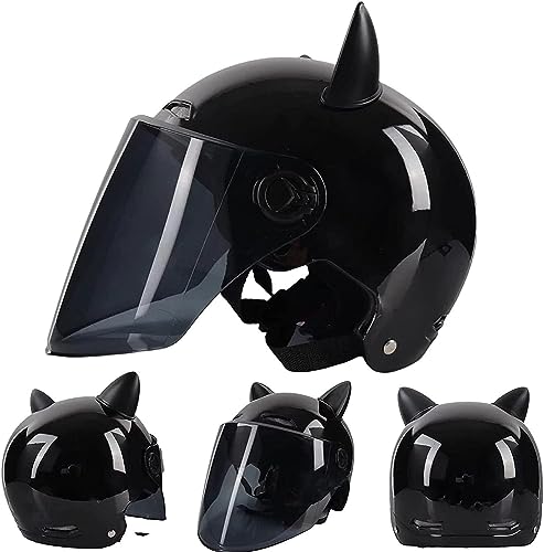 Motorrad Halbhelme Mit Katze Ohren Halbschale Jet Roller Helm Halbschalenhelm Mit ECE Zertifizierung Scooter Mofa Helm Motorrad Half Mit Visier Für Cruiser Chopper Biker I Motorrad Halbhelme Mit Katze Ohren Halbschale Jet Roller Helm Halbschalenhelm Mit ECE Zertifizierung Scooter Mofa Helm Motorrad Half Mit Visier Für Cruiser Chopper Biker I von Kcolic