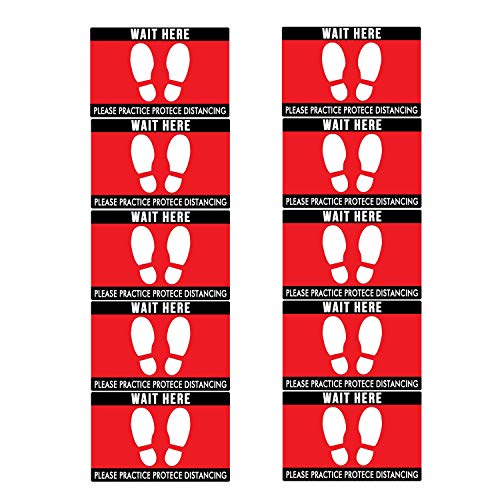 Kcvzitrds 10-teiliges Set, rutschfest, soziale Distanz, Fußboden, Marker, selbstklebend, für den Innen- und Außenbereich, Kontrolle, 30,5 x 45,7 cm von Kcvzitrds