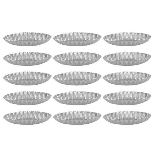 Kcvzitrds 15 Stück Obstkuchenform Ca. 9,5 cm Silber Aluminium für die Küche Dessert Französischer Käse mit Langem Geripptem in Bootsform Cake Mould von Kcvzitrds