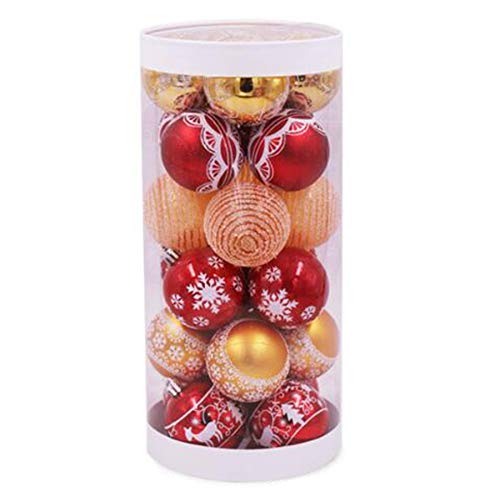 Kcvzitrds 24 Stück bemalte Kugeln zur Dekoration des Weihnachtsbaums, gemischt, Fenster, Party, Weihnachten, zum Aufhängen, Dekoration für Kugeln, Ornament (Rotgold) von Kcvzitrds