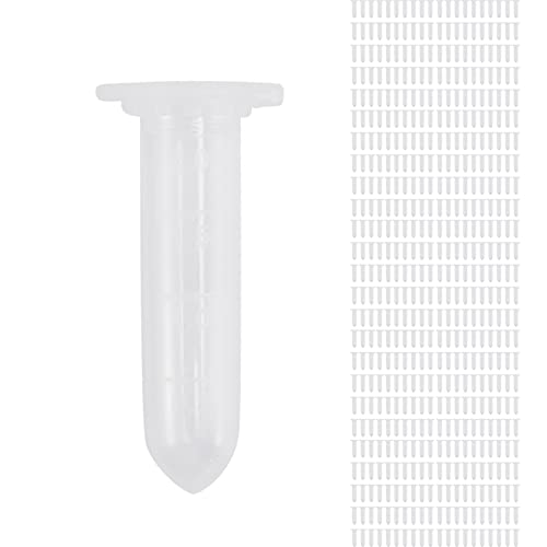 Kcvzitrds 500 StüCk 2 Ml Mikro-ZentrifugenröHrchen Reagenzglas FläSchchen Durchsichtige KunststofffläSchchen Container Snap Cap für die Aufbewahrung Von Laborproben von Kcvzitrds