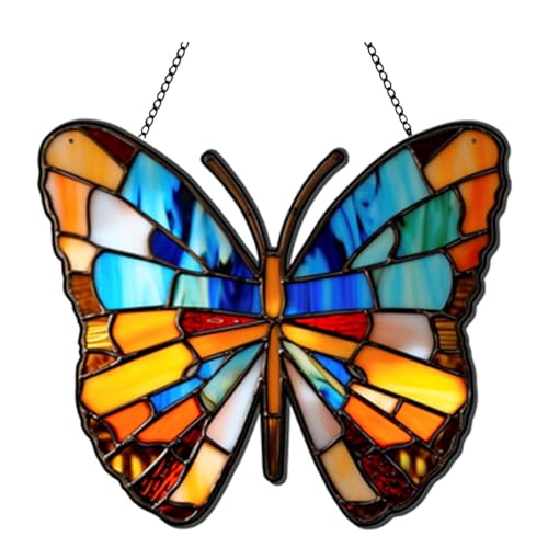 Kcvzitrds Acryl-Fensterhänger Spanischer Mondanhänger mit Gefärbtem Schmetterling-Wanddekoration für Schmetterlingsliebhaber Als Einweihungsgeschenk L B von Kcvzitrds