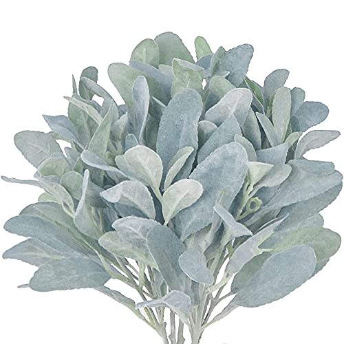 Kcvzitrds Faux Lambs Ear Stiels 5Stck Beflockte KüNstliche GrüN Solide GefäLschte KaninchenohrbläTter für Zuhause Hochzeit DIY von Kcvzitrds