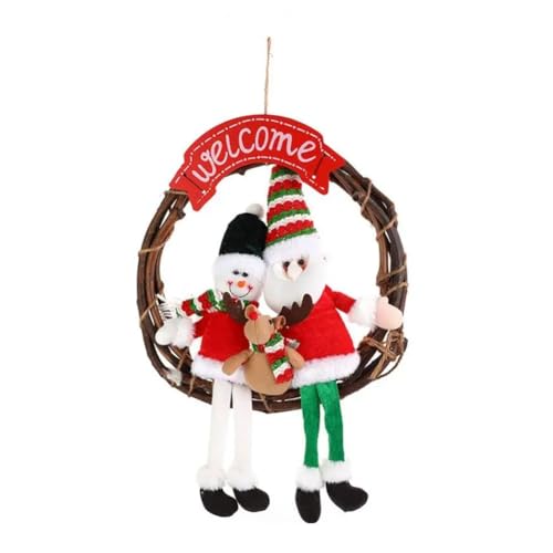Kcvzitrds Künstliche Weihnachtskränze aus Rattan, Dekoration für Haustür, Kränze zum Aufhängen an der Wand, Weihnachtsmannkränze Kcvzitrds Künstliche Weihnachtskränze aus Rattan, Dekoration für Haustür, Kränze zum Aufhängen an der Wand, Weihnachtsmannkränze von Kcvzitrds