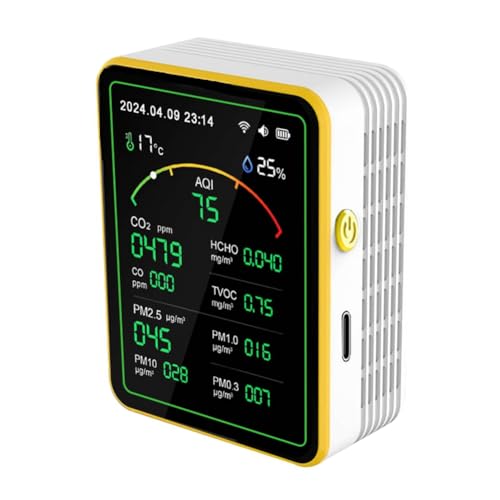 Kcvzitrds Tuya WiFi 15 in 1 Luftqualitätsdetektor TFT-Display Multifunktionales Zeit-, Temperatur- und Feuchtigkeitstestmessgerät von Kcvzitrds