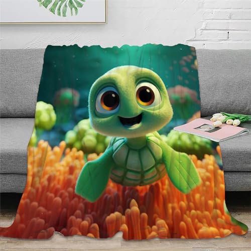 Grüne Schildkröte Kuscheldecke Flauschige Personalisierte Decke Geschenke, Super Weiche Kleine Schildkröte Decke Flanell 40x50inch(100x130cm) von KeAan