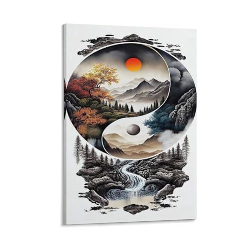 KeAan Yin Yang Tai Chi Leinwand Bilder,Wand Druck Gemälde Drucke Wandbilder,Modern Wall Art Poster Wohnzimmer Deko 16x24inch(40x60cm) von KeAan