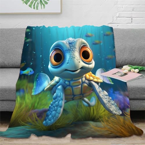 Niedliche Schildkröte Cartoon Anime Decke, Superweiche Fleece-Überwurfdecken Für Wohnzimmer, Bettwäsche, Sofa, Schlafzimmer, Kinder, Erwachsene, Ganze Jahreszeit 60x80inch(150x200cm) von KeAan