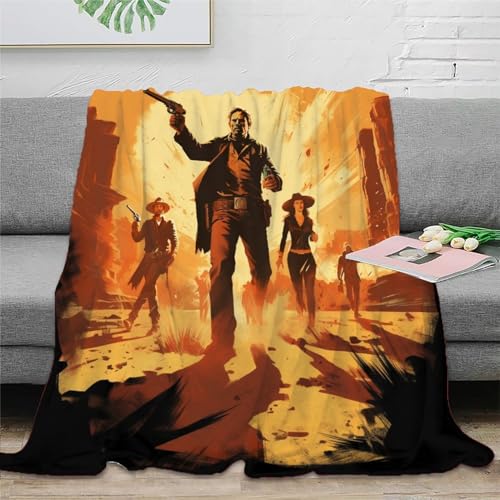 Westlicher Cowboy Spiel-Poster Decke Weiche Und Bequeme Fleece-Decken Sind Leicht Und Weich Und Halten Während Der Jahreszeiten Warm 60x80inch(150x200cm) von KeAan