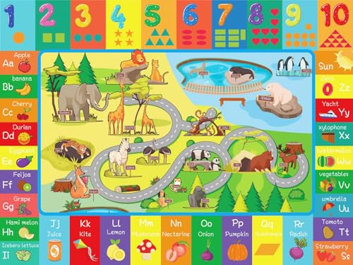 Kinderteppich Jungen mädchen,Teppich kinderzimmer Tiere des waldes,Spielteppich Kinder-ABC Alphabet-Zahlen-Zoo-Formen,Spielmatte Lernteppiche rutschfest Waschbar für Spielzimmer Schlafzimmer Kinderteppich Jungen mädchen,Teppich kinderzimmer Tiere des waldes,Spielteppich Kinder-ABC Alphabet-Zahlen-Zoo-Formen,Spielmatte Lernteppiche rutschfest Waschbar für Spielzimmer Schlafzimmer von KeBeXXy