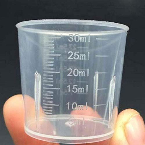 Kleiner Messbecher 30ml Kunststoff Mini Messbecher Klein 10 Stück, Transparent kleine Präzisionsmessbecher mit Skala, Mini Meßbecher Dosierhilfe für Waschmittel, Küche, Labor, Kochen Measuring cups von KeCool