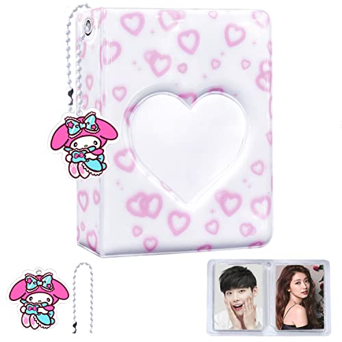 Kpop Photocard Holder 3 Zoll Photocard Binder, 40 Pockets Mini Fotoalbum Kpop Photo Card Binder, Love Heart Hollow Photo Card Album K-pop Collect Album with Lovely Pendant von KeCool