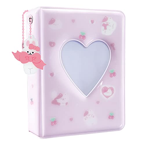 KeCool Photocard Binder 3 Zoll Kpop Photocard Holder, Cute Mini Photo Album Kpop Photocard Binder, Portable Kpop Binder Mini Fotoalbum with Lovely Pendant for Photocard Collection, 40 Pockets (Pink) von KeCool