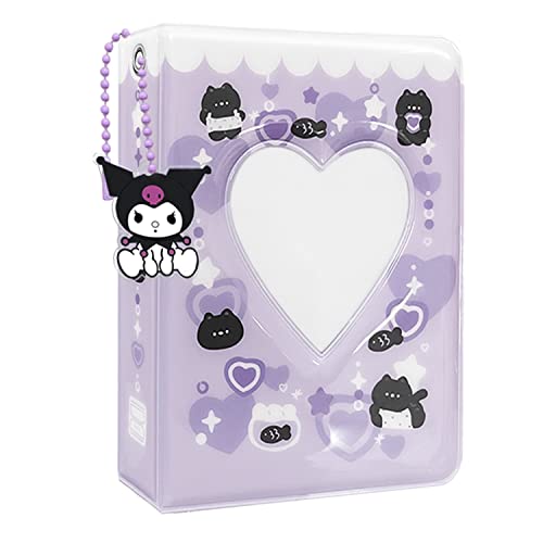 Photocard Binder 3 Zoll Kpop Photocard Holder, Cute Mini Photo Album Kpop Photocard Binder, Portable Kpop Binder Mini Fotoalbum with Lovely Pendant for Photocard Collection, 40 Pockets (Purple) von KeCool