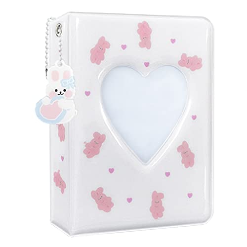 KeCool Photocard Binder 3 Zoll Kpop Photocard Holder, Cute Mini Photo Album Kpop Photocard Binder, Portable Kpop Binder Mini Fotoalbum with Lovely Pendant for Photocard Collection, 40 Pockets (White) von KeCool