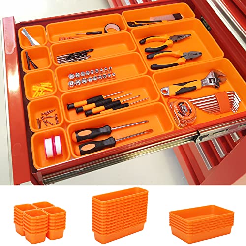 42 Stück Werkzeugkasten-Organizer, Trennwände, Rollwerkzeug, Kommode, Schrank, Werkbank, Schreibtisch, Schubladen, Organisation und Aufbewahrung für Hardware, Muttern, kleine Werkzeuge (orange) von KeFanta