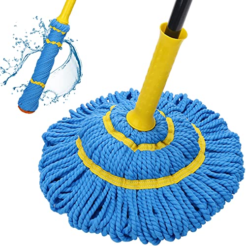 Selbstauswringende Twist Mops für die Bodenreinigung, Mikrofaser-Bodenwischer mit 144,8 cm langem Griff, einfach auswringender Mopp für Hartholz, kommerzielle Haushaltsreinigung von KeFanta