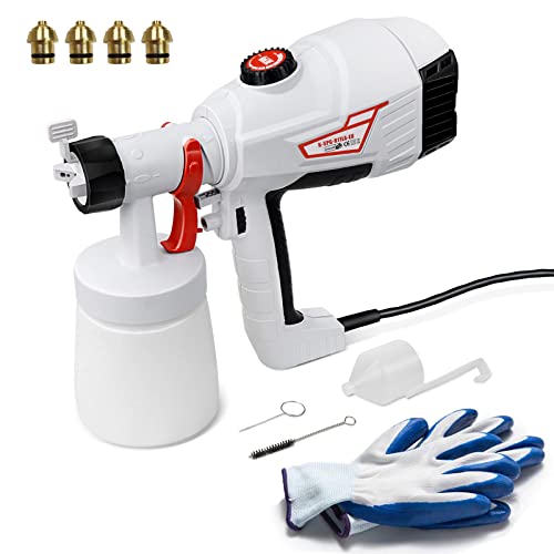 KeLDE Elektro Lackierpistol 600W, HVLP Farbspritzpistole mit 800 ml Behälter,3 Sprühmustern und 4 Düsen für Lacke & Wandfarbe, im Innen- & Außenbereich von KeLDE