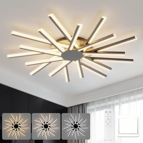 KeLuKes Deckenlampe Dimmbar, Moderne Speicherfunktion Deckenleuchten, 96cm Schwarz LED Deckenleuchte für Wohnzimmer Schlafzimmer Ruhezimmer von KeLuKes