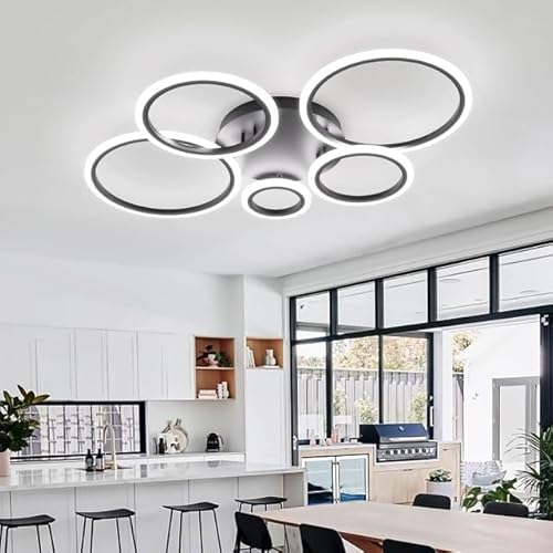 KeLuKes Modern Deckenleuchten 100cm, Deckerlampe 5-Ring-Design, Memory Funktion, Dimmbar Deckenleuchte für Schlafzimmer Wohnzimmer Küche Bücherzimmer, Schwarz KeLuKes Modern Deckenleuchten 100cm, Deckerlampe 5-Ring-Design, Memory Funktion, Dimmbar Deckenleuchte für Schlafzimmer Wohnzimmer Küche Bücherzimmer, Schwarz von KeLuKes