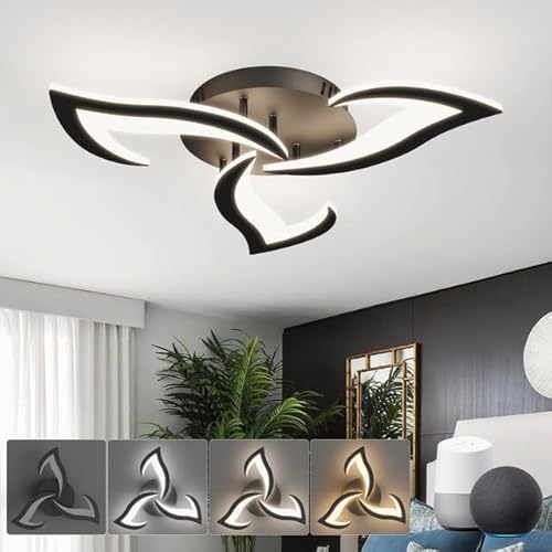 KeLuKes Moderne Deckenleuchte Kompatibel Mit Alexa Wifi Dimmbar 3000lm Blumen-Design Energieeffizient 63cm LED Smarte Deckenlampe Für Schlafzimmer Wohnzimmer, Schwarz KeLuKes Moderne Deckenleuchte Kompatibel Mit Alexa Wifi Dimmbar 3000lm Blumen-Design Energieeffizient 63cm LED Smarte Deckenlampe Für Schlafzimmer Wohnzimmer, Schwarz von KeLuKes