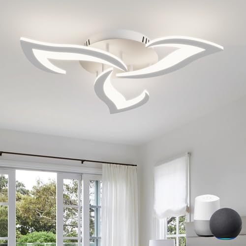 KeLuKes Moderne Deckenleuchte Kompatibel Mit Alexa Wifi Dimmbar 3000lm Blumen-Design Energieeffizient 63cm LED Smarte Deckenlampe Für Schlafzimmer Wohnzimmer, Weiß KeLuKes Moderne Deckenleuchte Kompatibel Mit Alexa Wifi Dimmbar 3000lm Blumen-Design Energieeffizient 63cm LED Smarte Deckenlampe Für Schlafzimmer Wohnzimmer, Weiß von KeLuKes