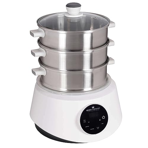 KFS-3000 Dampfgarer, Hot Pot, Fondue mit Touch Display, 3 Dampfkörbe aus Edelstahl, 4 Programme, Timer, Steamer (KFS-3000 Standardausführung) von KeMar Kitchenware