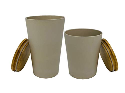 KeMar Kitchenware Behälter Set mit Bambus Deckel (1 Liter + 1,2 Liter, Hellgrau) von KeMar Kitchenware