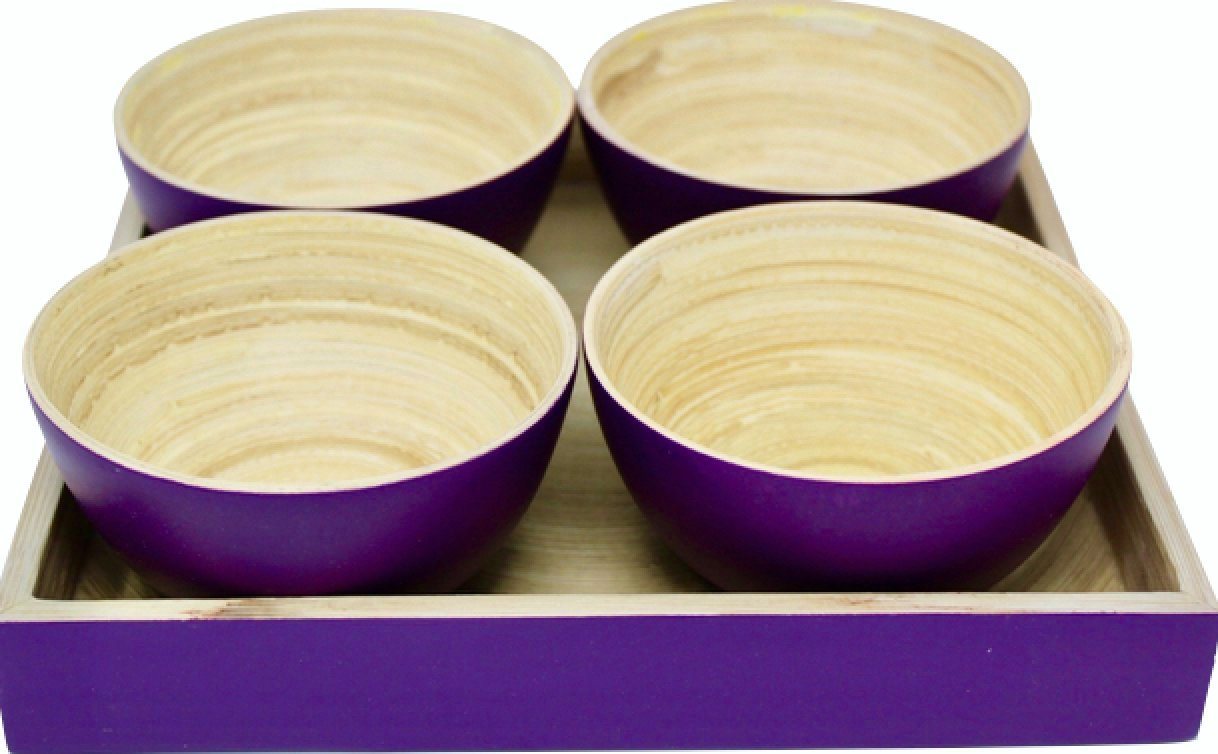 KeMar Kitchenware Snackschale Snackschale mit Tablett, Bambus, (5-tlg), Als Holzleim verwenden wir zu 100% natürlichen Kaseinleim. von KeMar Kitchenware
