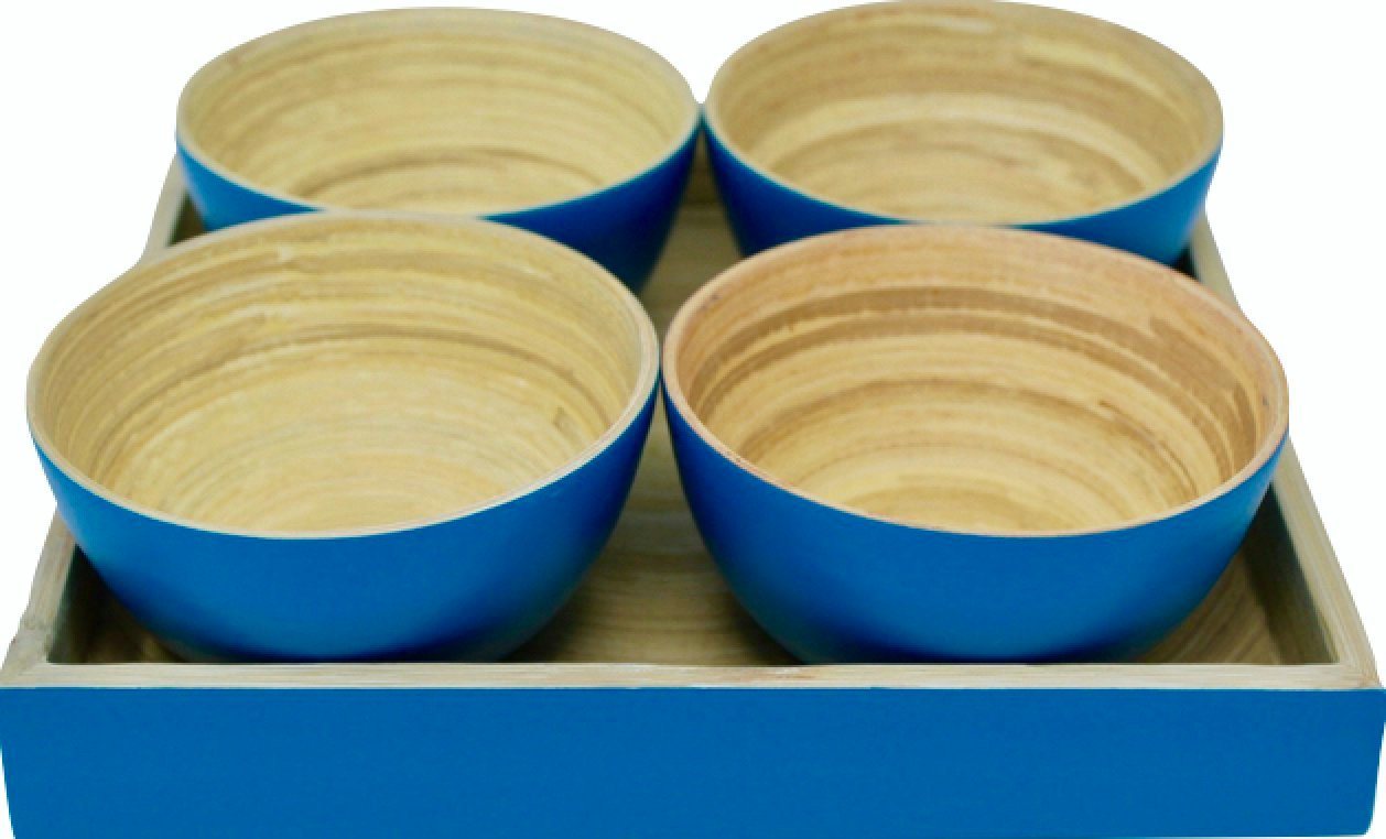 KeMar Kitchenware Snackschale Snackschale mit Tablett, Bambus, (5-tlg), Als Holzleim verwenden wir zu 100% natürlichen Kaseinleim. von KeMar Kitchenware