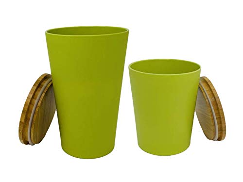 KeMar Kitchenware Behälter Set mit Bambus Deckel (1 Liter + 1,2 Liter, Apfelgrün) von KeMar Kitchenware