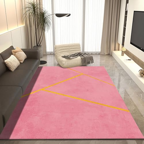 KeTXCZOAG Rosa Teppiche für Schlafzimmer, waschbare Teppiche, Rutschfester Abstrakter rosa Kinderzimmerteppich(Color:A,Size:140X200CM) von KeTXCZOAG
