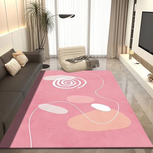 KeTXCZOAG Rosa Teppiche für Schlafzimmer, waschbare Teppiche, Rutschfester Abstrakter rosa Kinderzimmerteppich(Color:E,Size:160X230CM) von KeTXCZOAG
