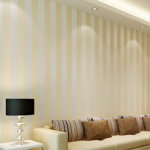 KeTian Vliestapete im europäischen Stil, modern, puristischer Country-Stil, Streifen, für Wohnzimmer, Schlafzimmer, als TV-Hintergrundwand, beige, 0.53m (1.73' W) x 10m(32.8'L)=5.3m2 (57 sq.ft) von KeTian
