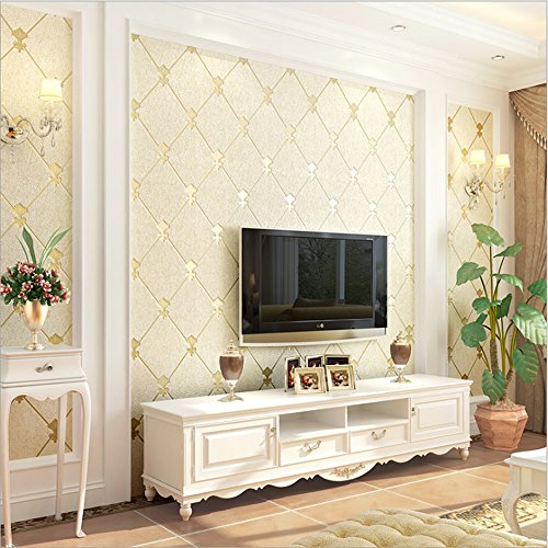 KeTian Moderne Einfache 3D Imitation Hirschleder Vliestapete für Wohnzimmer Schlafzimmer TV Hintergrund Diamantgitter Muster Wandpapierrolle Beige Farbe 0,53m (1,73 'W) x 10m (32,8'L) = 5,3 m² von KeTian