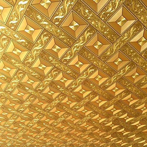 ketian Moderne Luxus Dick Gold Folie Mosaik Hintergrund Flicker Wand Papier Rolle/Hotel Deckenleuchte/Deko/Bar Tapete Rolle , PVC, goldgelb, 0.53m (1.73' W) x 10m(32.8'L)=5.3m2 (57 sq.ft) von KeTian