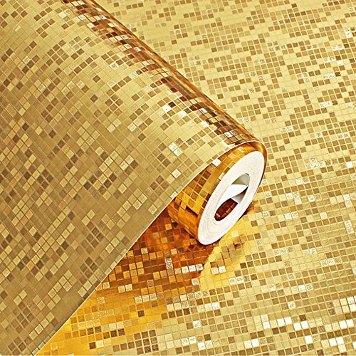 KeTian Premium-Tapete, dicke Goldfolie mit Flimmeroptik, als dekorative Wandgestaltung, 0,53 m x 10 m gerollt, für eine Fläche von 5,3 m2 von KeTian
