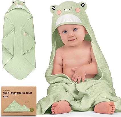 KeaBabies Kapuzenhandtuch Baby - Baby Handtuch Kapuze, Weich & Super Saugfähig Babyhandtuch Mit Kapuze für Neugeborene, Baby Badetuch mit Kapuze, Babybadetücher & Kapuzenhandtücher (Frog) von KeaBabies