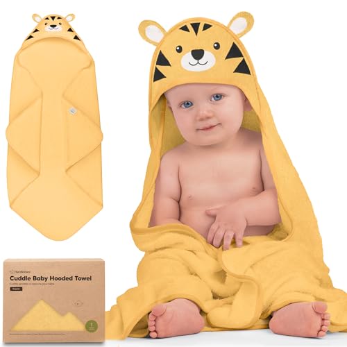 KeaBabies Kapuzenhandtuch Baby - Baby Handtuch Kapuze, Weich & Super Saugfähig Babyhandtuch Mit Kapuze für Neugeborene, Baby Badetuch mit Kapuze, Babybadetücher & Kapuzenhandtücher (Tiger) von KeaBabies