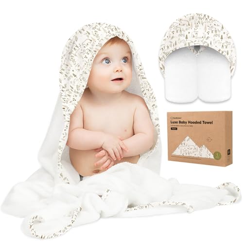 KeaBabies Kapuzenhandtuch Baby - Baby Handtuch Kapuze, Weich & Super Saugfähig Babyhandtuch Mit Kapuze für Neugeborene, Baby Badetuch mit Kapuze, Babybadetücher & Kapuzenhandtücher (Wildwood) von KeaBabies