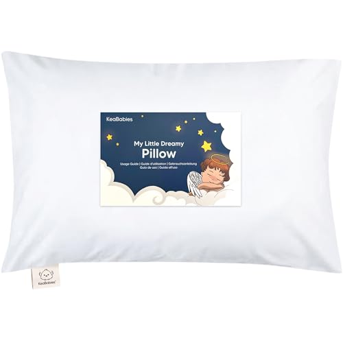 Kopfkissen Kleinkind mit Kissenbezug - Weich Bio Baumwolle Kissen Kinder zum Schlafen - Waschbar Kleinkind Kopfkissen - Kinderkopfkissen für Kleinkinder - Kinderkissen (Soft White) von KeaBabies