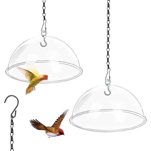 2 Stück Vogelfutterstation mit Prallkuppel 30cm Schutzhülle für Hängende Vogelhäuschen Transparent Schutzkuppel mit Ketten Regenschutz, um Eichhörnchen zu stehlen Vogelfutter von KeaJuidy