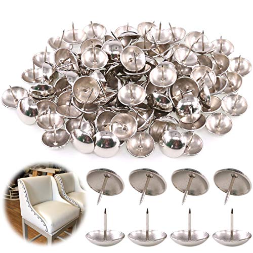 Keadic 100Pcs 1" (25mm) Antique Upholstery Tacks Furniture Nails Pins Assortment Kit for Upholstered Furniture Cork Board or DIY Projects - Silver von Keadic