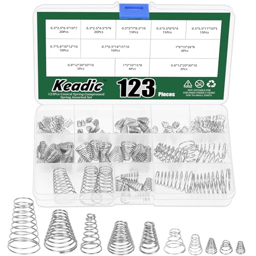 Keadic 123 Stück Konische Feder Komprimierte Feder Sortierte Set, Conical Spring, Stainless Steel Conical Spring Compressed Spring for Machinery, Kegel Feder Freisetzung Kompression Turm Feder Keadic 123 Stück Konische Feder Komprimierte Feder Sortierte Set, Conical Spring, Stainless Steel Conical Spring Compressed Spring for Machinery, Kegel Feder Freisetzung Kompression Turm Feder von Keadic